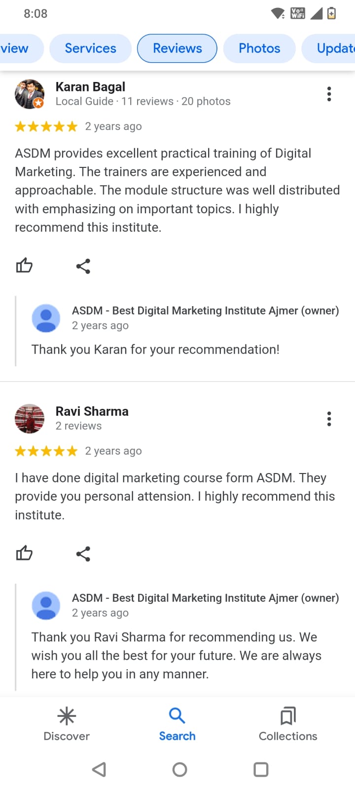 Digital Marketing Courses In Ajmer- ASDM Google Review