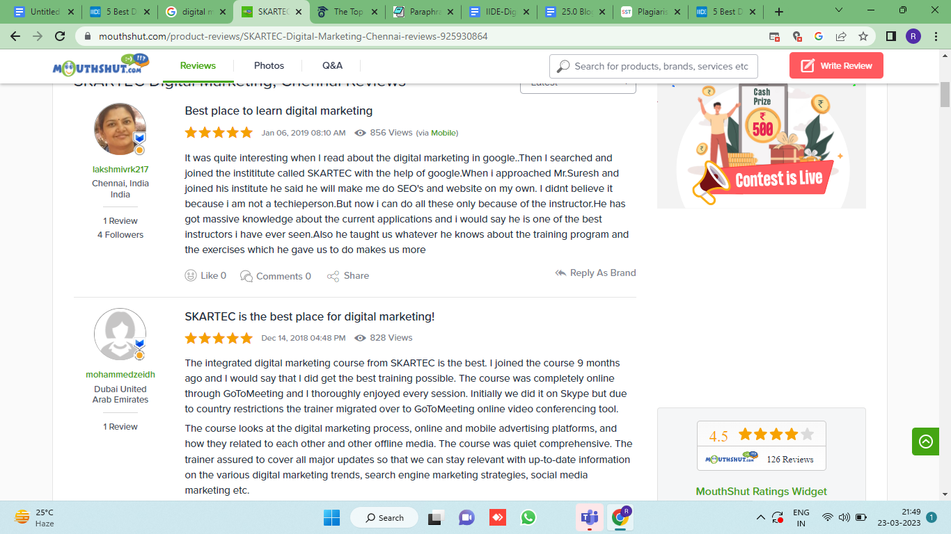 Digital Marketing Courses In Alandur- Skartec Google Review
