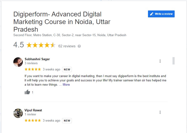 Digital Marketing Courses In Bareilly- Digiperform Google Reviews