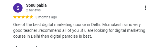 Digital Marketing Courses In Shahdara- Digital Paradize Google Review