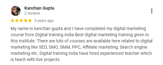 Digital marketing Courses In Shahdara- Digital Training India Google review