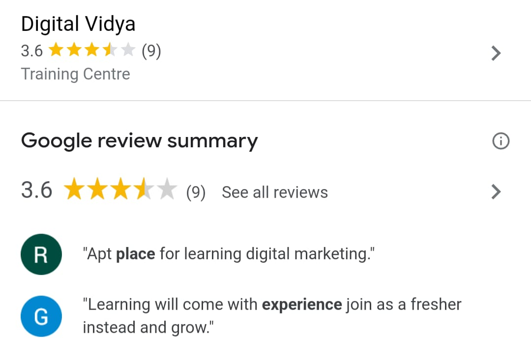 Digital Marketing Courses In Beawar- Digital vidya google Review
