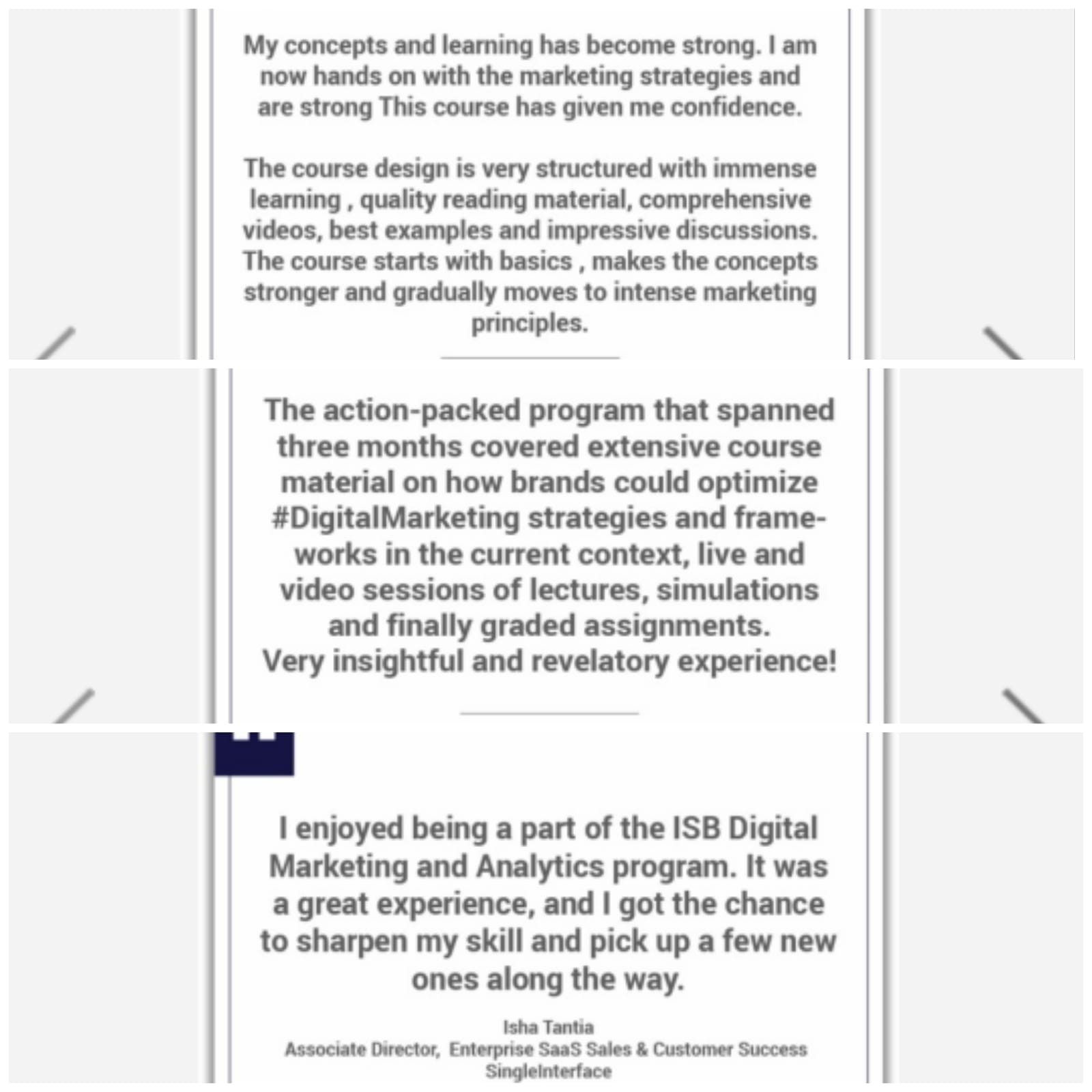 Digital Marketing Courses In Karnal- ISB google review