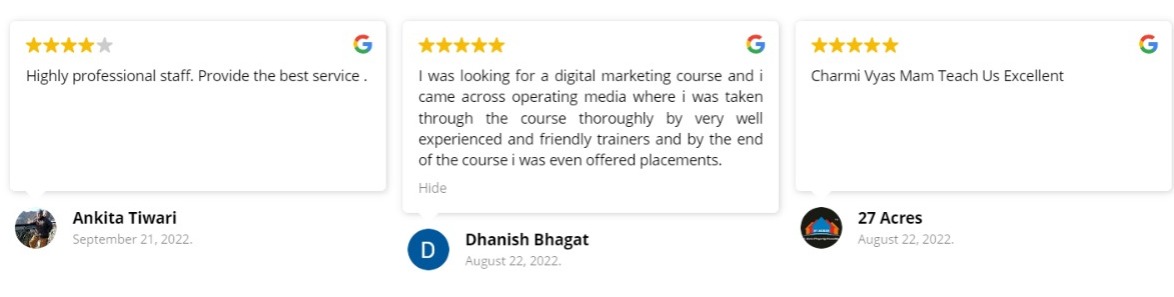 Digital Marketing Courses In Dahisar -Operating Media Google Review