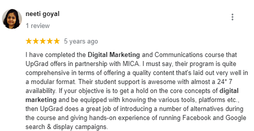 Digital Marketing Courses In Shahdara-Upgrad Google Review