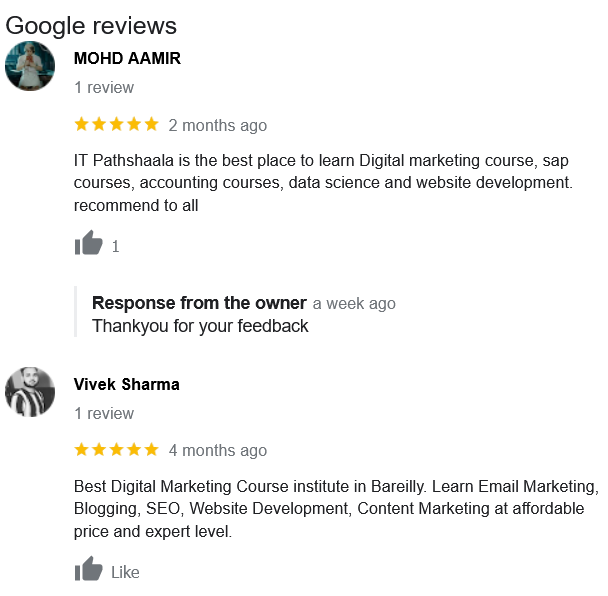 Digital Marketing Courses In Bareilly- IT Pathshala Google Reviews